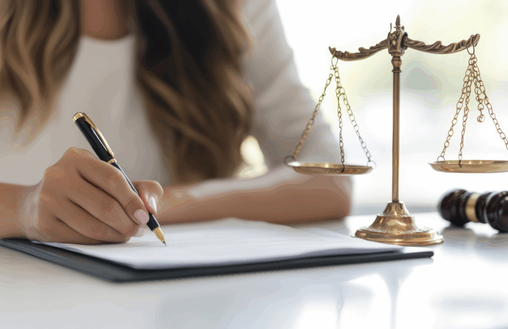 Ordonnance de protection signée par un juge pour protéger une victime de violences conjugales
