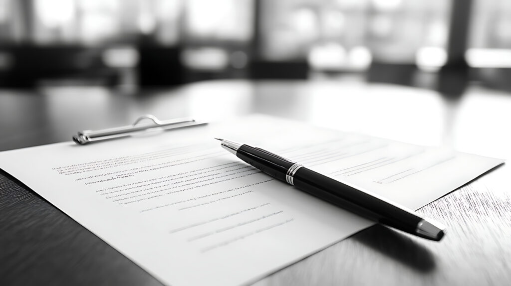 Document juridique posé sur une table, symbolisant une procédure de contestation de paternité